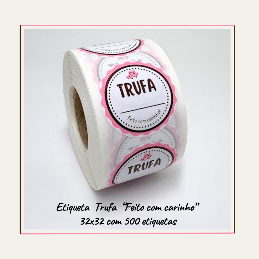 500 Etiquetas Adesivas Trufa Caseira Feito com Carinho em Oferta na Shopee