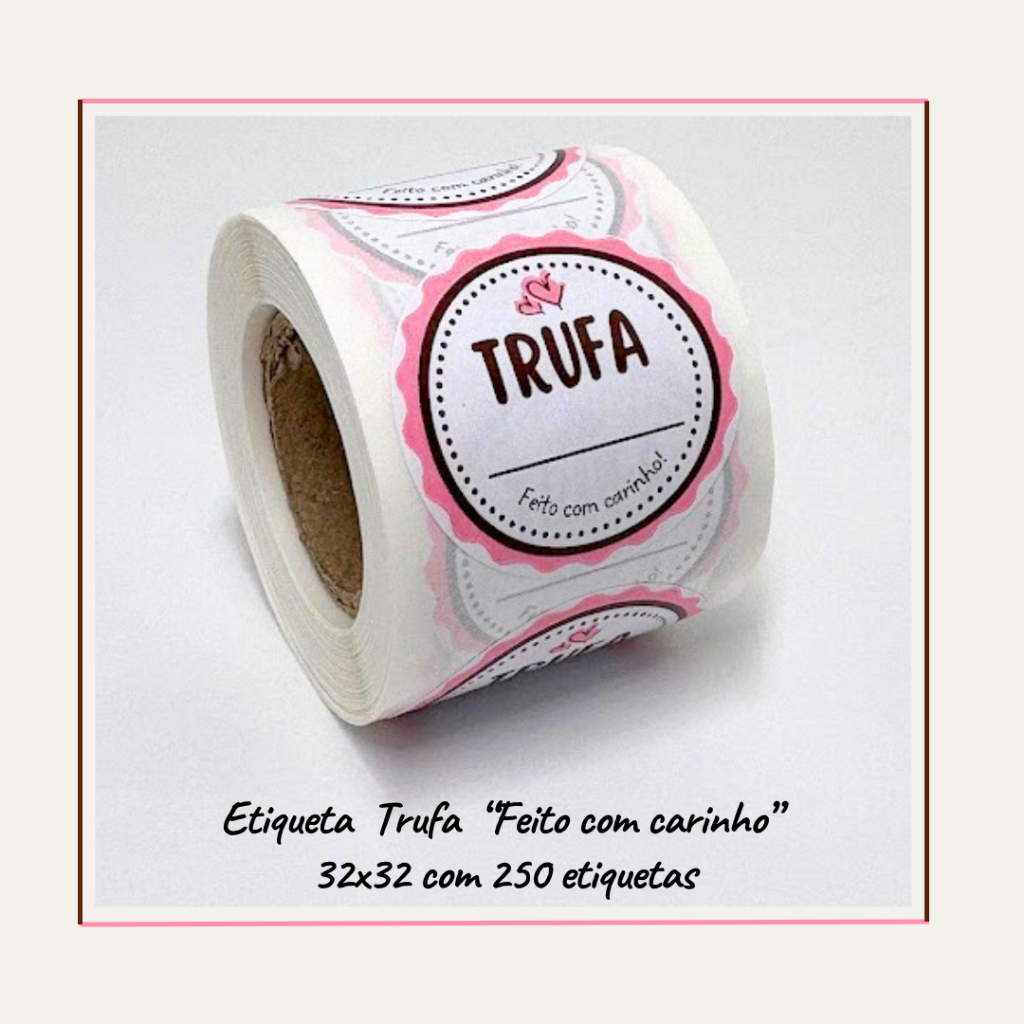 250 Etiquetas Adesivas Trufa Caseira Feito com Carinho