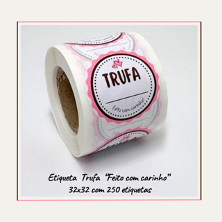 250 Etiquetas Adesivas Trufa Caseira Feito com Carinho em Oferta na Shopee