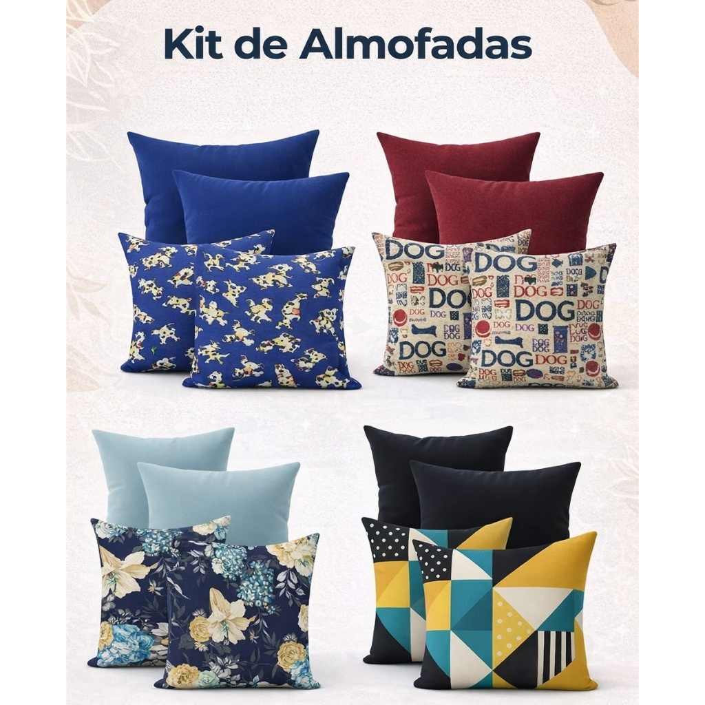 04 Capa Para Almofada Diversas Estampas 45x45
