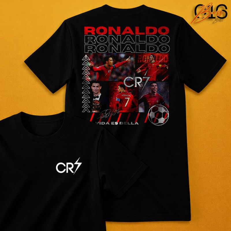 Camiseta Unissex Cristiano Ronaldo Futebol Algodão Premium