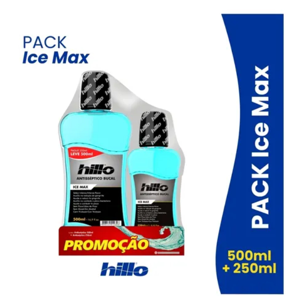 kit 2 Enxaguante Bucal Ice Max 500ml + 250ml - Hillo