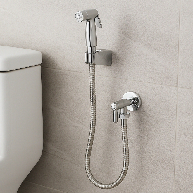 Kit Ducha Higiênica Cromada ABS Redonda Com Registro 1/4 Volta Mangueira Inox Banheiro Lavabo Salão em Oferta na Shopee