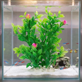 Planta Artificial Aquario Enfeite e Decoração Verde+Florzinho Rosa 22cm cu02 em Oferta na Shopee