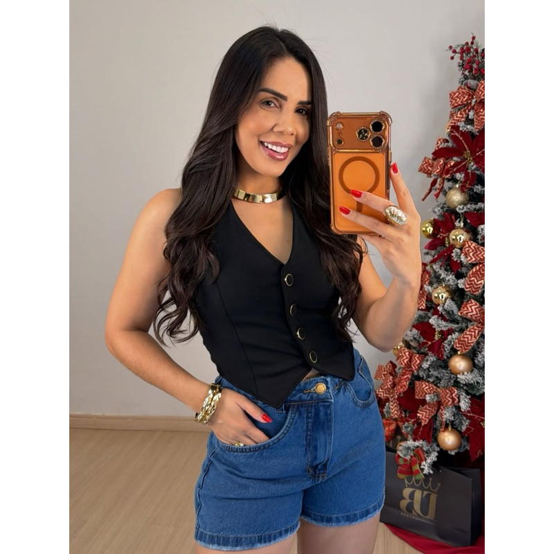 Cropped Colete Feminino Versátil | Do Casual ao Elegante | Verão em Oferta na Shopee