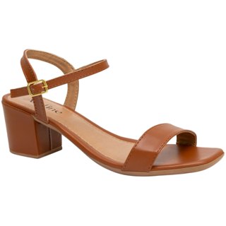 Sandália Caramelo Feminina Salto Bloco Baixo Médio Alafine Casual em Oferta na Shopee