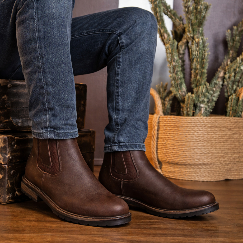 Botina Masculina Chelsea Couro Legítimo Artesanal Costurada Moda Country Promção Barretão 2025