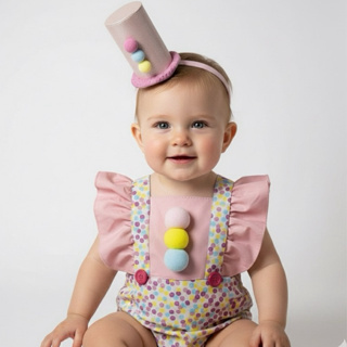 Romper Palhacinha Bebê Carnaval + Tiara | Fantasia Infantil Menina Mesversário Ensaio Fotográfico em Oferta na Shopee