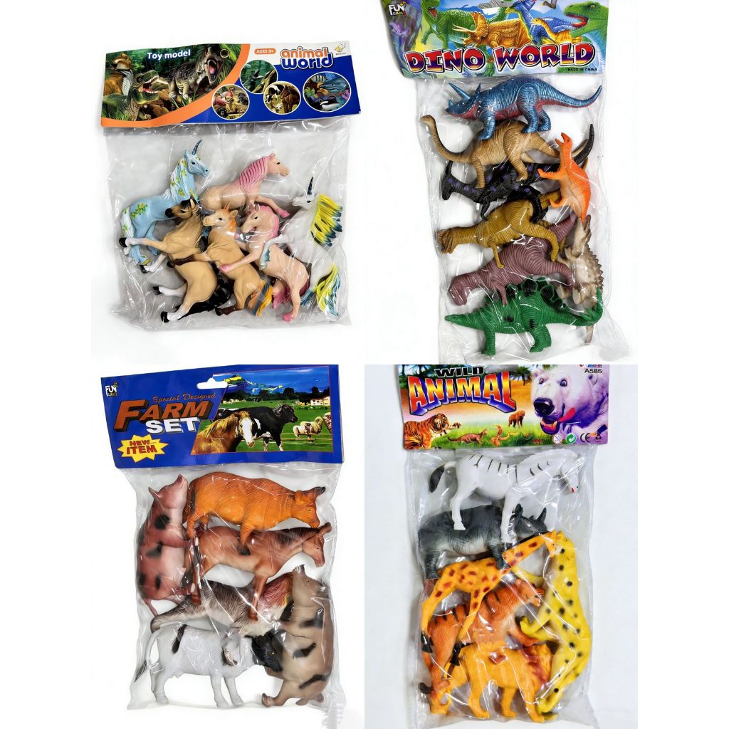 Saco de tamanho médio animal dinossauro cavalo e vaca brinquedo a granel modelo menino e menina brinquedo