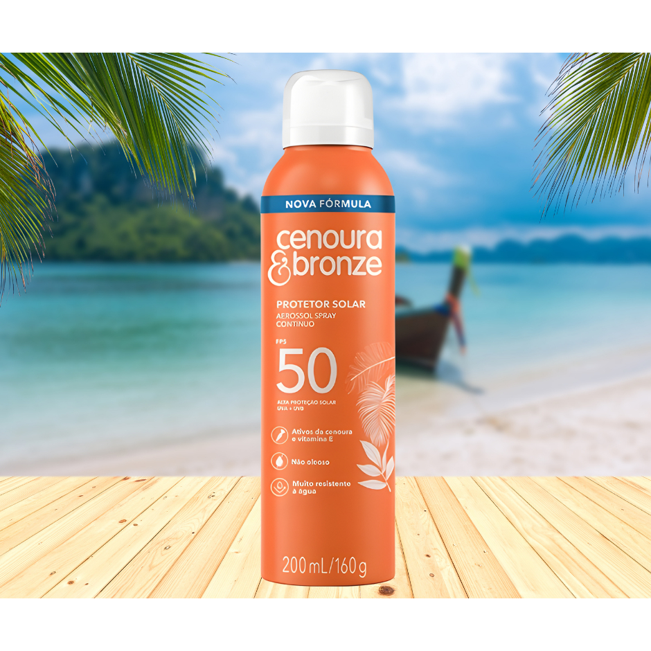 Protetor Solar Aerossol Cenoura e Bronze FPS 50 200ml - Envio Imediato em Oferta na Shopee