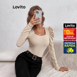 Lovito Blusa Manga Longa Bufante Moda Basica Feminina BLNS53BX018