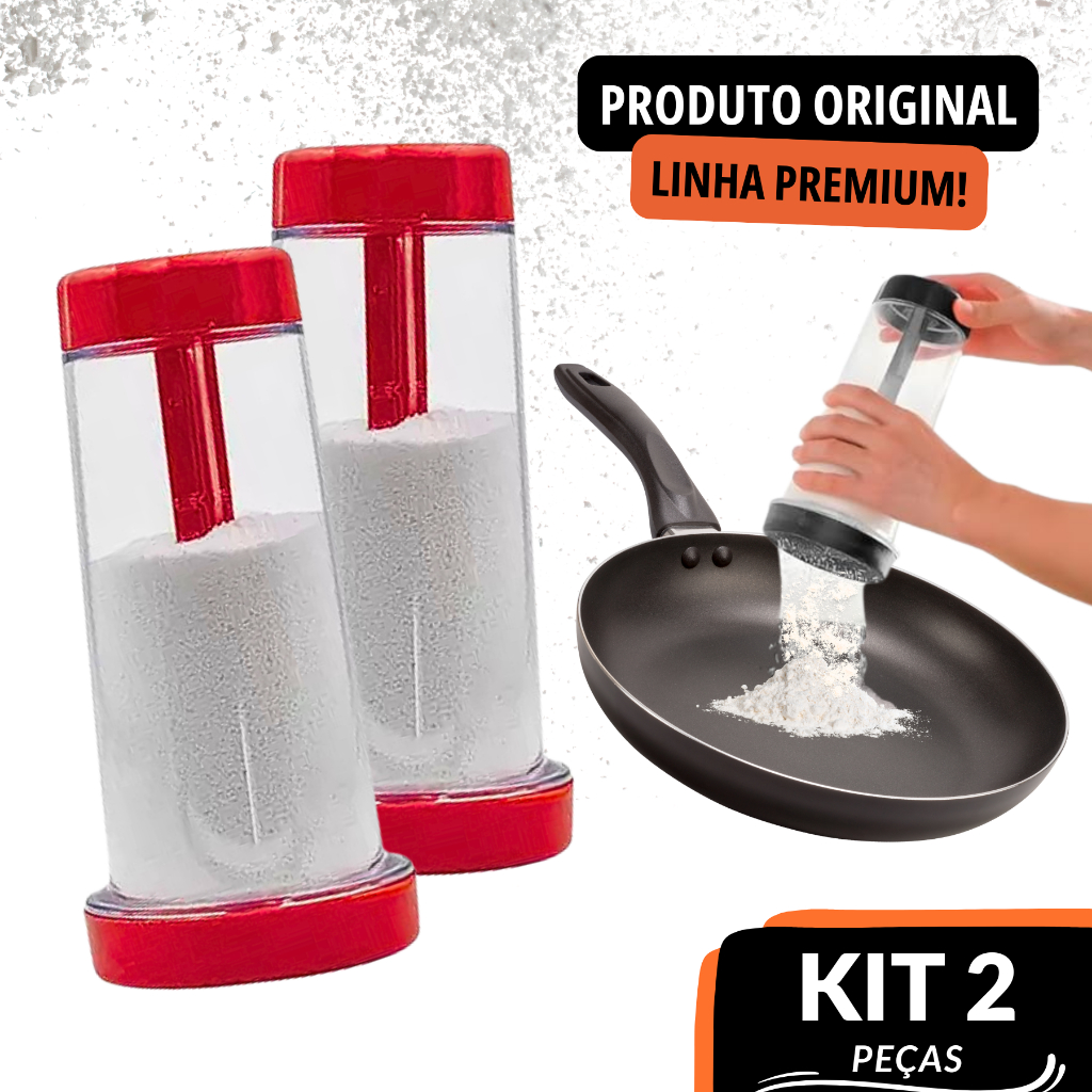 Kit 2 Tapioqueiras Peneira Polvilhador Organização Praticidade Cozinha Organizada