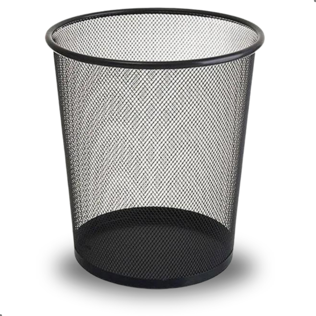 Lixeira Metal Aramado Cesto de lixo 10L Preta Redonda Para Escritorio Casa Quarto