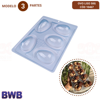 Forma BWB com Silicone (3 partes)  Para Chocolate - Cód. 10467- Ovo Liso 50g. Páscoa em Oferta na Shopee