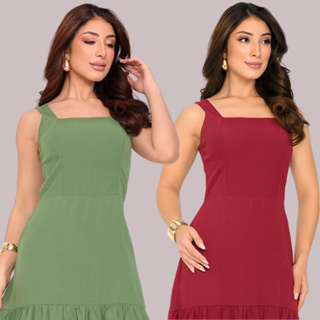 Vestido Feminino Regata Gola Quadrada Elegante Viscose Algodão Fresquinho em Oferta na Shopee