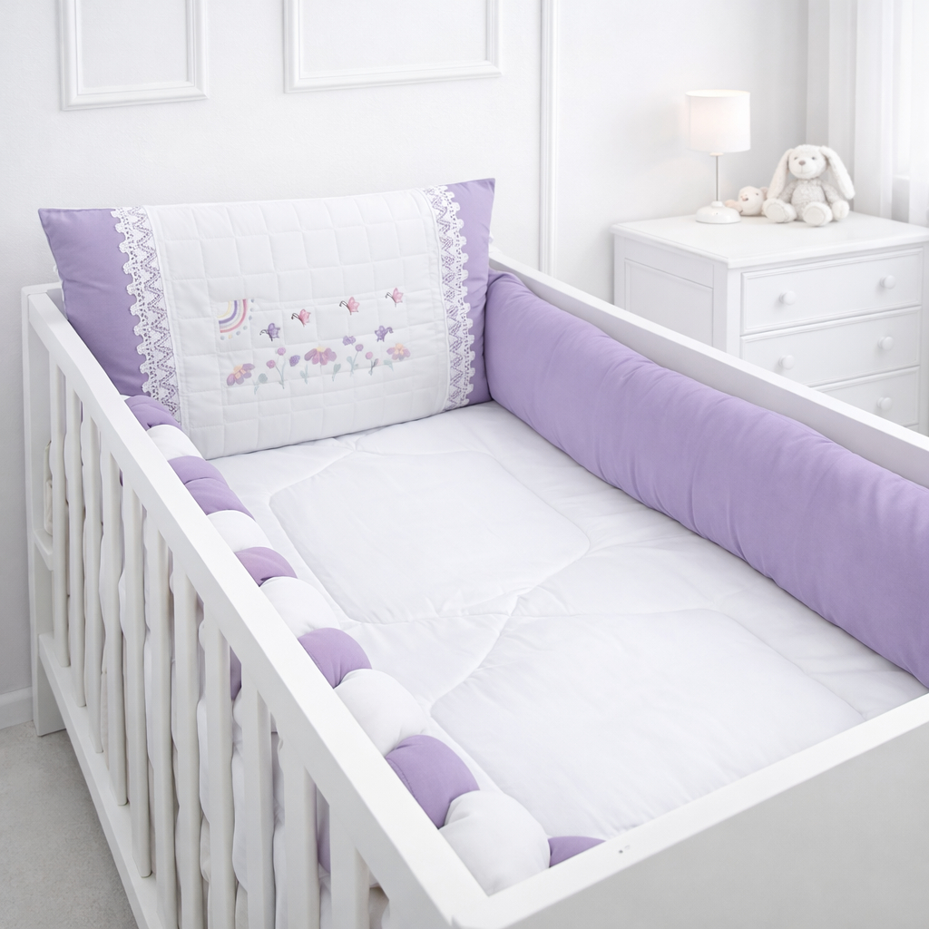 Kit Berço Americano Menina 09 Peças Linha Afeto Micro Percal - Várias Cores