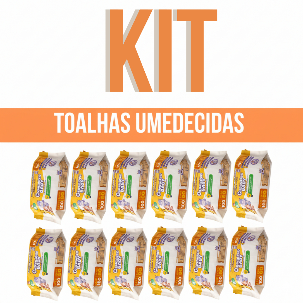 Kit Caixa Toalhas Umedecidas Lenço Higiênico Pacotes Chameguinho Menina Menino