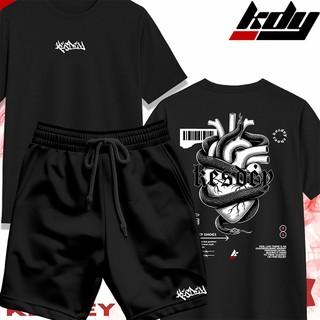 KIT Camiseta Streetwear Masculina Feminina 100% Algodão e Bermuda Mauricinho Estampa KESDEY CORAÇÃO