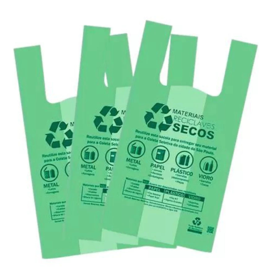 Sacola Impressa Lei Biodegradável Verde 48x55 Pacote C/500 — imagem 2 de 2