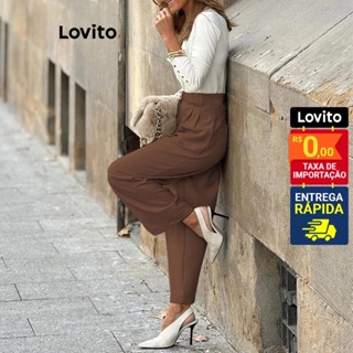 Lovito Calca Alfaiataria Cintura Alta Moda Basica Feminina PTNS45BX130 em Oferta na Shopee