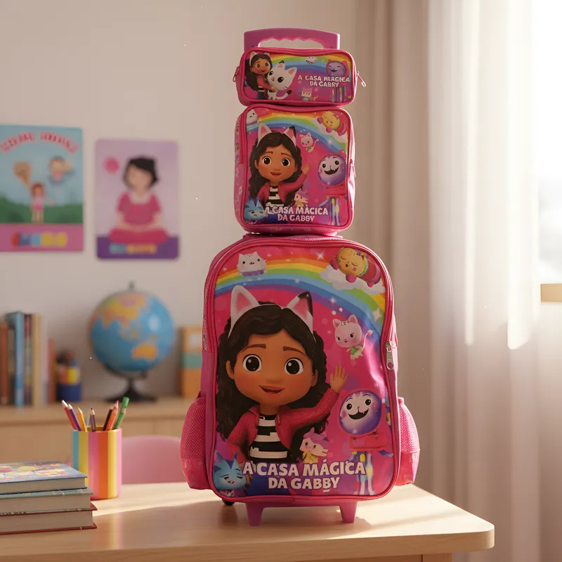 Mochila Escolar Casa Mágica Da Gabby Gabi Kit Com Lancheira E Estojo Menino e Menina Impermeável de Carrinho em Oferta na Shopee
