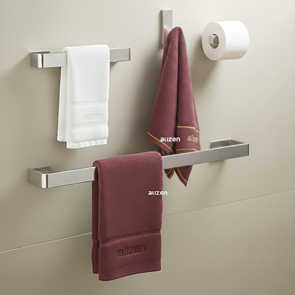 Kit de Acessórios para Banheiro Quadrado Cromado Luxo 4 Peças