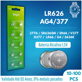Bateria Pilha P/ Relógio de Pulso LR626 AG4 1.5 V Cartela c/ 10 Elgin (Escolha a quantidade) em Oferta na Shopee