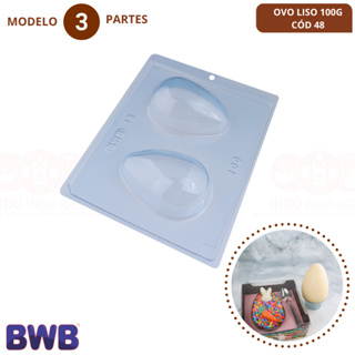Forma BWB Com Silicone (3 partes) Para Chocolate Cód. 48 - Ovo Liso 100g. Páscoa em Oferta na Shopee