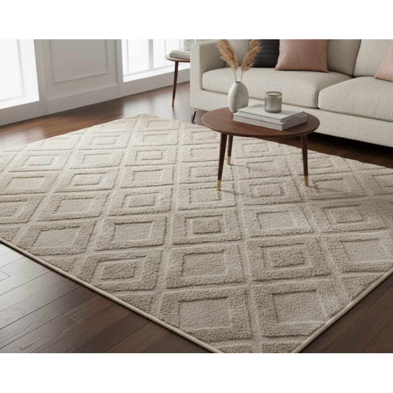 Tapete Sala Antiderrapante Jacquard Com Relevo Geométrico sem Pelo em Oferta na Shopee