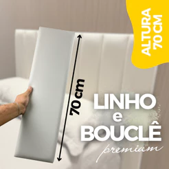 Cabeceira de Cama Modulada e Estofada Adesiva Cama Box Linho Bouclê Módulos 70x20cm
