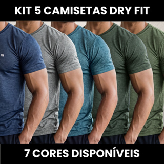 Kit 5 Camiseta Dry Fit Mesclado para Academia Confortável Não Transpira em Oferta na Shopee