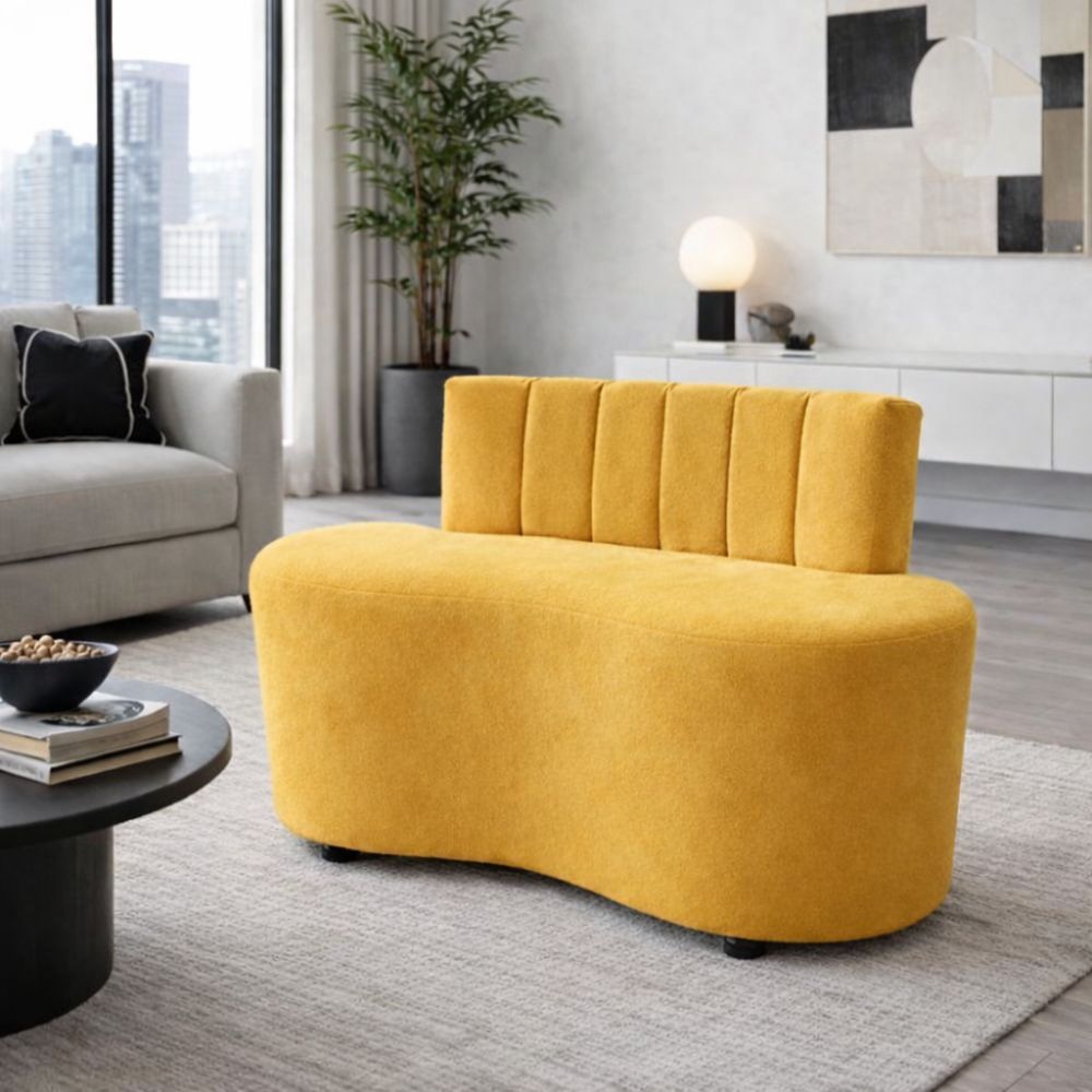 Sofá Luzzi Compacto 100cm Decorativo Para Recepção Sala Escritório Tecido Suede Amarelo