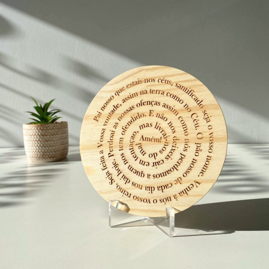 Bolacha Pinos Decoração Lembrancinha Oração Pai Nosso Em Madeira Pinos Quadro Decorativo Nossa Senhora Oração Gravada