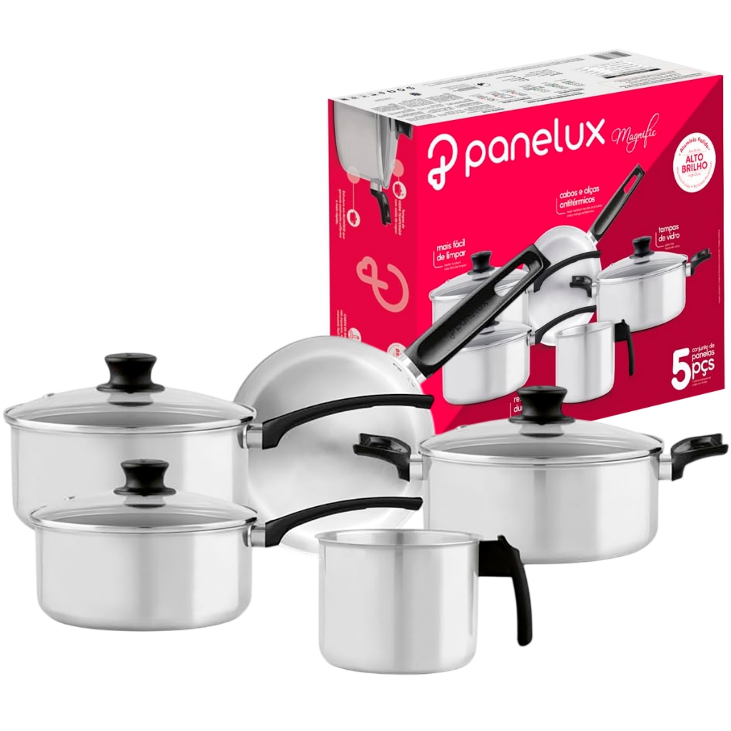 Conjunto De Panelas Classic 5 Peças Alumínio Panelux