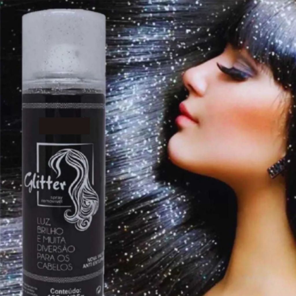 Spray Glitter Cabelo e Corpo 135ml Brilho para Festa e Carnaval