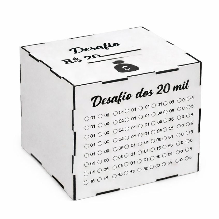 Cofre em MDF Desafio Junte Dinheiro 15x15cm Depósito Método Japonês Poupança em Oferta na Shopee