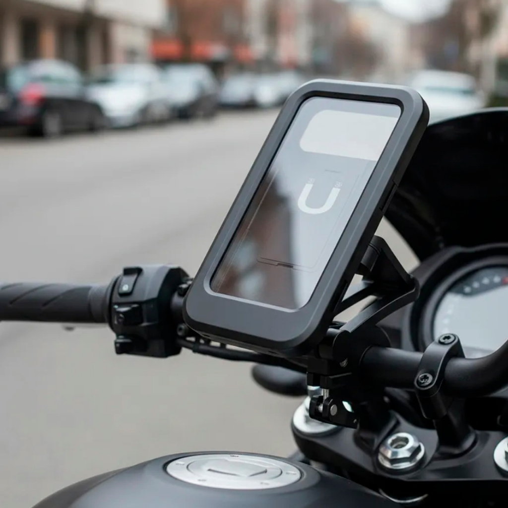 Suporte Celular Moto Bike à Prova D’Água 360° Universal p/ Guidão Fixação Firme Universal Telas até 6.7"