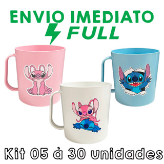 Kit Caneca Plástica 400ml Personalizada Stitch e Angel Lembrancinhas Aniversario Festa em Oferta na Shopee