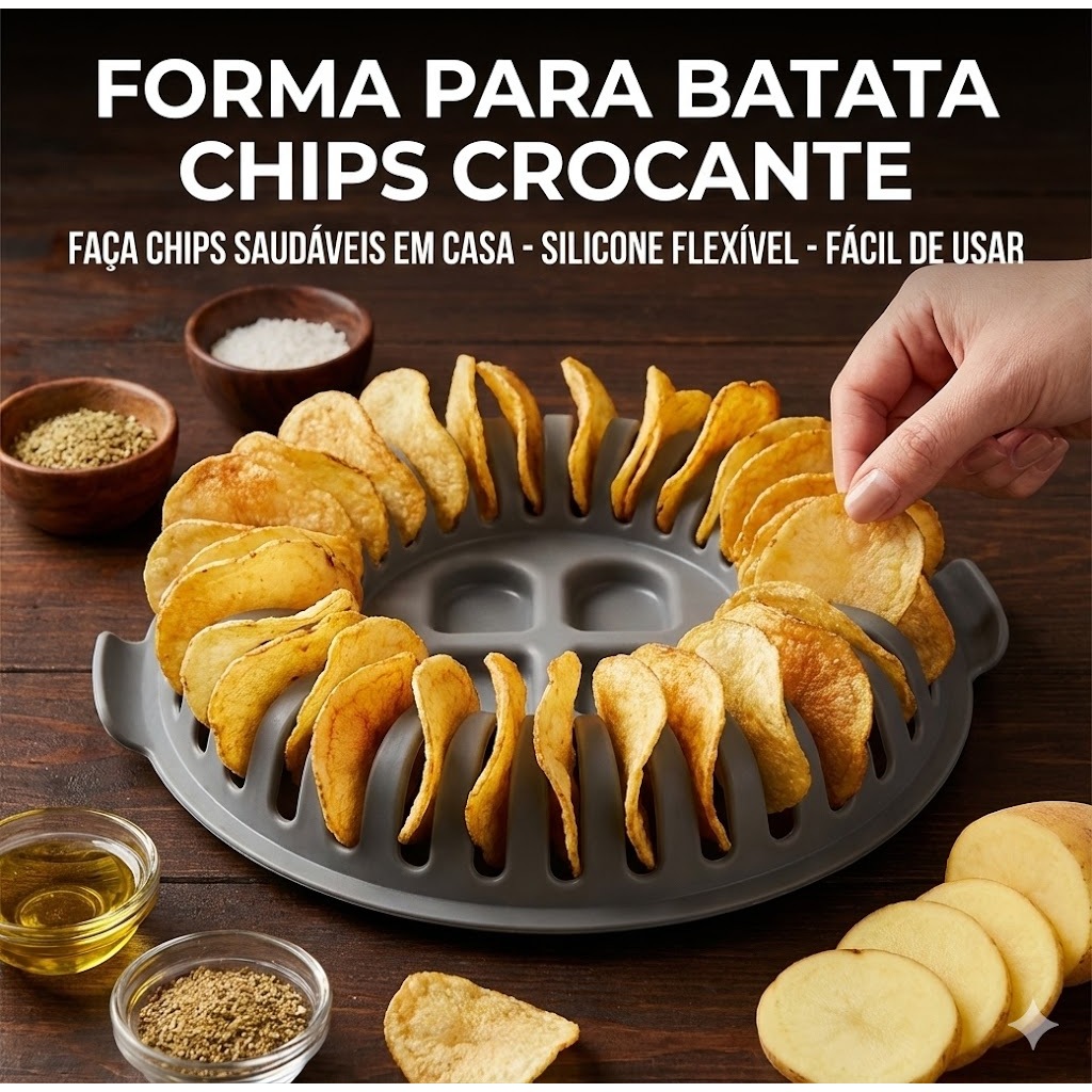Forma Para Chips de Batata Micro-ondas Sem Óleo Antiaderente Inox
