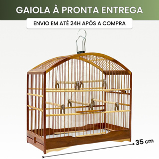 Gaiola Para Coleiro 35cm Madeira Peroba Envernizada Fino Acabamento 5 Poleiros Presilha Papacapim em Oferta na Shopee