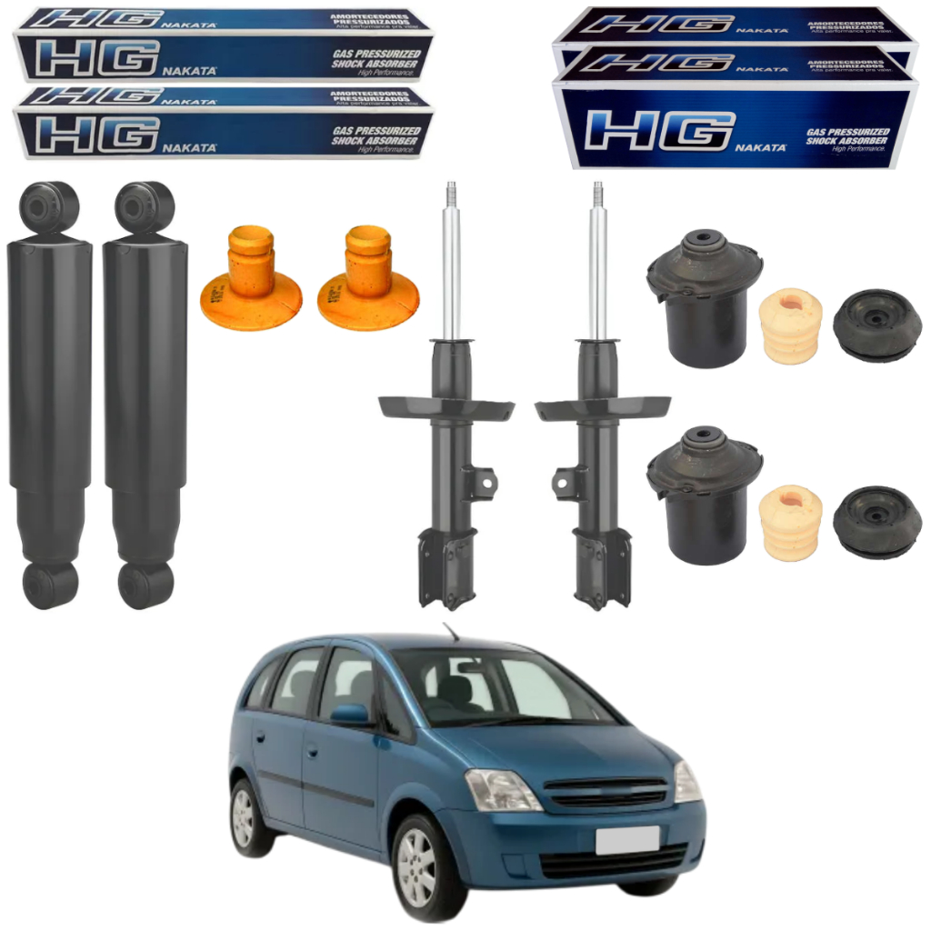 KIT 4 AMORTECEDOR MERIVA 2002 A 2012 NAKATA + KIT
