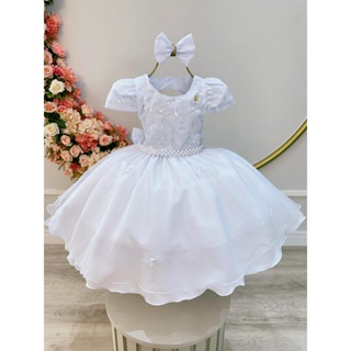 Vestido Juvenil Branco Borboletas Festa Batizado Daminha Florista Jardim Encantado 4 ao 12 em Oferta na Shopee