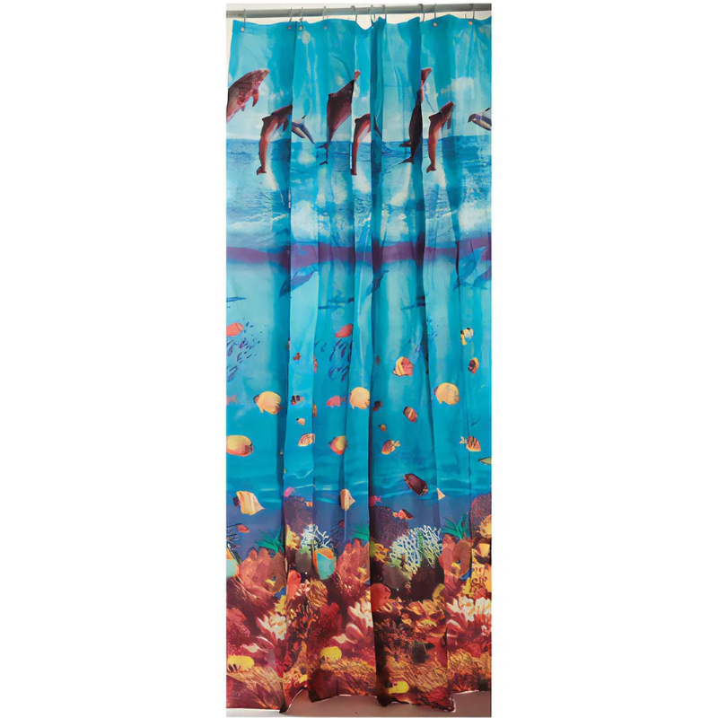 Cortina Box Pvc Fundo Do Mar Azul 198x180cm - Uzoo
