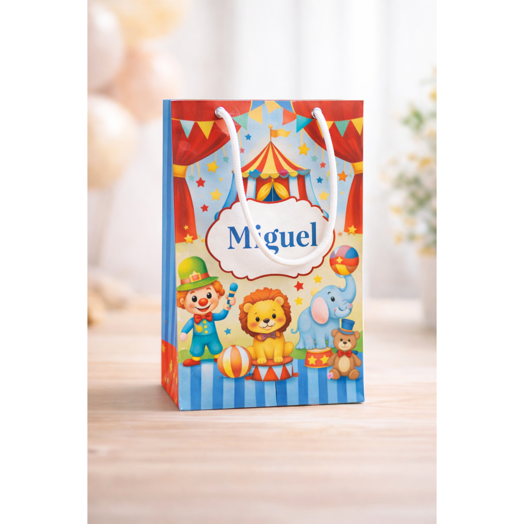 Sacolinha circo menino Personalizados /Lembrancinha de Festa /Aniversário em Oferta na Shopee