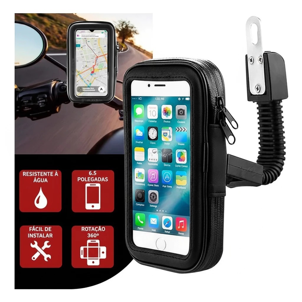 Suporte de Celular para Moto Impermeável 360° Universal Case Anti-Choque Touch Screen e Protetora - Yepp