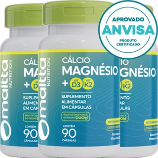 KIT 3x Cálcio + Magnésio + Vitamina K2 + Vitamina D3 - 90 Cápsulas 680mg - Duom em Oferta na Shopee