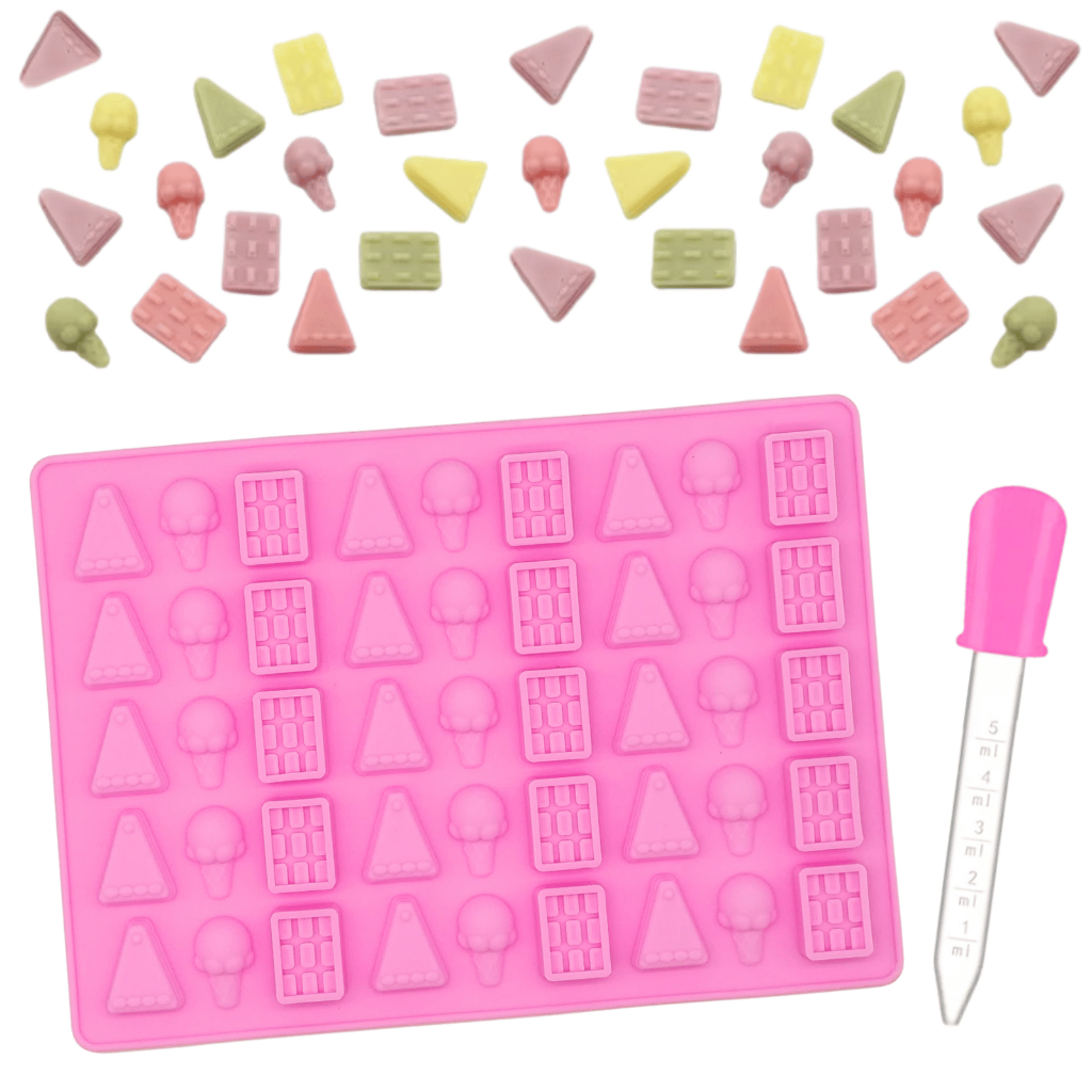 Molde de Silicone Mini Sorvete Tortinha 45 Cavidades Chocolate Doce Forma Bala Fini Doce Conta Gotas