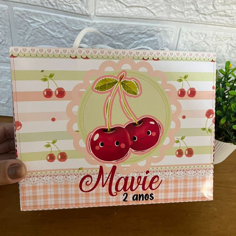 SACOLA CEREJINHA Personalizado | Sacolinha | Lembrancinha | Mimos | Aniversário CEREJA