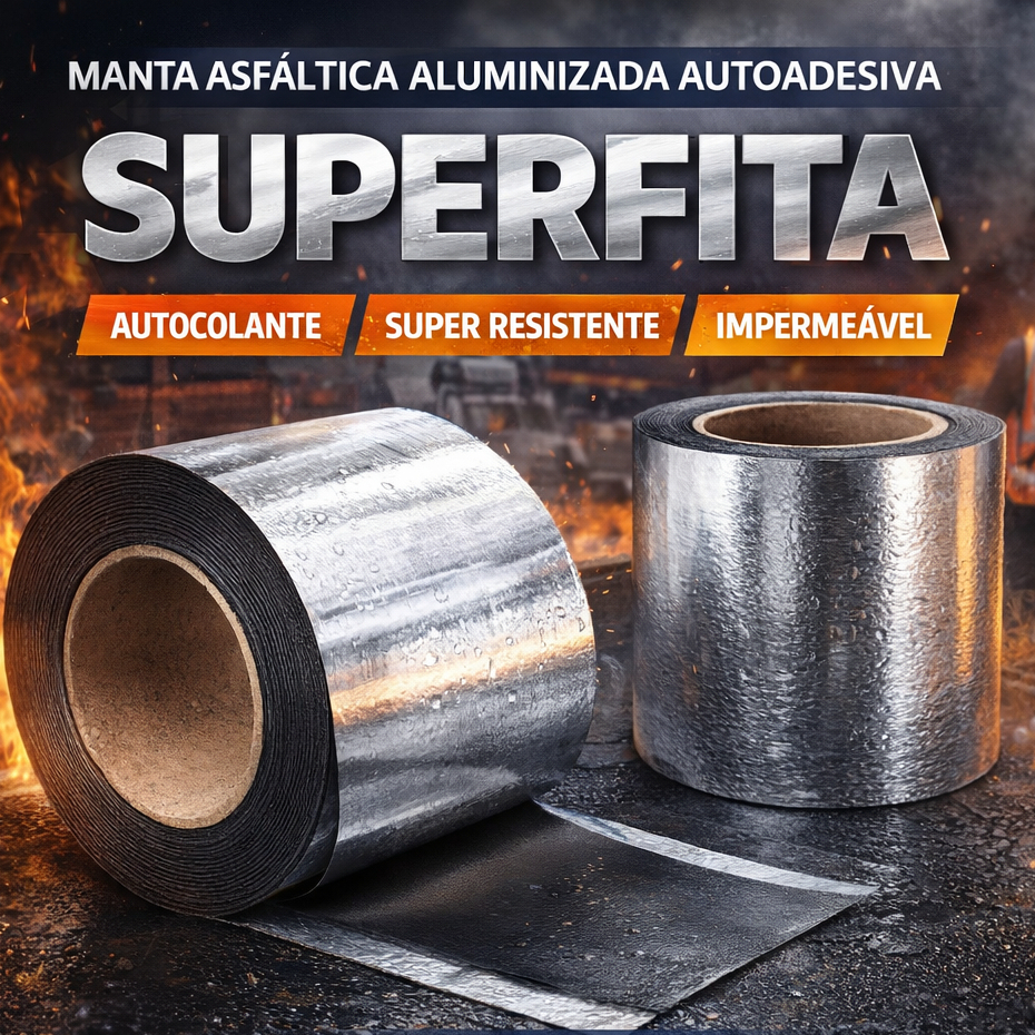 Manta Asfáltica Aluminizada 15cm x 10m 40180013 Denverfita Impermeabilização Térmica
