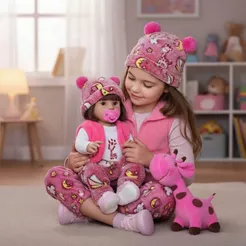 Boneca Bebê Reborn Silicone Realista Girafinha Roupa Combinando Mamãe Reborn + Acessórios - 45cm!